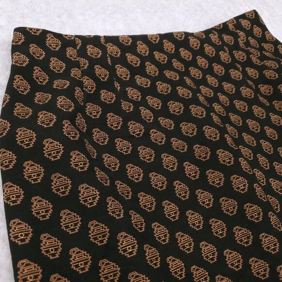 Briggs Aztec Paisley Maxi Skirt Sz 16 Black Brown Zip Slit Back Boho Flowy - Picture 2 of 8